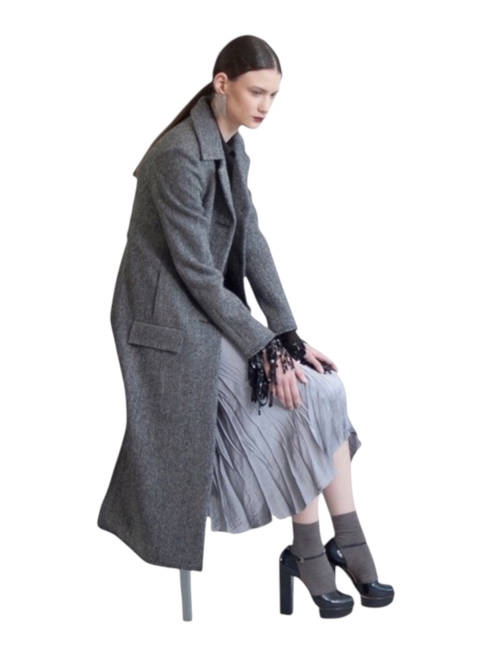 Luxury: Isa Arfen Ready To Wear ꧁ That 90'S Shirt Plaid Wool Sequins ꧂ Hot Choc - Picture 16 of 17